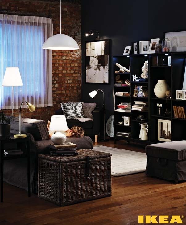 Интерьер гостиной в стиле лофт