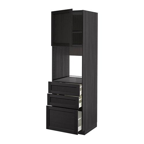 МЕТОД / МАКСИМЕРА Высокий шкаф д/духовки/дверь/3ящика - под дерево черный, Лерх черная морилка, 60x60x200 см МЕТОД / МАКСИМЕРА Высокий шкаф д/духовки/дверь/3ящика - под дерево черный, Лерх черная морилка, 60x60x200 см