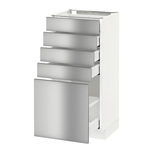 МЕТОД / МАКСИМЕРА Напольный шкаф с 5 ящиками - белый, Гревста нержавеющ сталь, 40x37 см