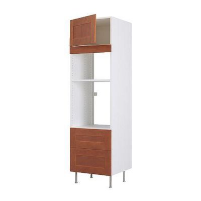 ФАКТУМ Высок шкаф для СВЧ/духов+ящ/дверь - Эдель классический коричневый, 60x211 см