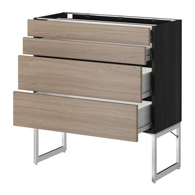 МЕТОД / ФОРВАРА Нплн шк 4 фронт/2 низк/2средн ящ - 80x37x60 см, Брокхульт под грецкий орех светло-серый, под дерево черный МЕТОД / ФОРВАРА Нплн шк 4 фронт/2 низк/2средн ящ - 80x37x60 см, Брокхульт под грецкий орех светло-серый, под дерево черный