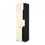 МЕТОД Выс шкаф для хол/мороз с 3 дверями - 60x60x220 см, Рингульт глянцевый кремовый, под дерево черный МЕТОД Выс шкаф для хол/мороз с 3 дверями - 60x60x220 см, Рингульт глянцевый кремовый, под дерево черный