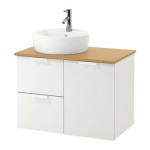 ГОДМОРГОН/ТОЛКЕН / ТОРНВИКЕН Шкаф с раковиной 45 см - бамбук, белый