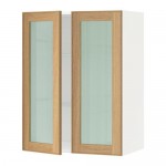 МЕТОД Навесной шкаф с полками/2 стекл дв - белый, Экестад дуб, 60x80 см МЕТОД Навесной шкаф с полками/2 стекл дв - белый, Экестад дуб, 60x80 см