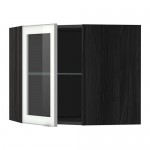 МЕТОД Углов навесн шк с полками/сткл дв - под дерево черный, Ютис матовое стекло/алюминий, 68x60 см МЕТОД Углов навесн шк с полками/сткл дв - под дерево черный, Ютис матовое стекло/алюминий, 68x60 см