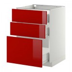 МЕТОД / ФОРВАРА Напольный шкаф с 3 ящиками - белый, Рингульт глянцевый красный, 60x60 см МЕТОД / ФОРВАРА Напольный шкаф с 3 ящиками - белый, Рингульт глянцевый красный, 60x60 см