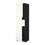 METOD высокий шкаф д/холодильника/2дверцы черный/Хэггеби белый 60x60x220 см