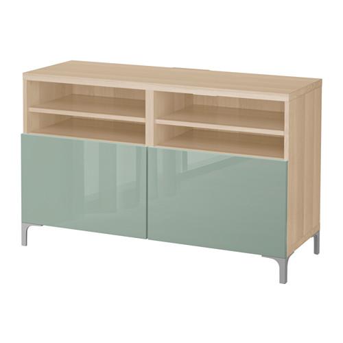 БЕСТО Тумба под ТВ, с дверцами - под беленый дуб/Сельсвикен глянцевый/серо-зеленый светлый БЕСТО Тумба под ТВ, с дверцами - под беленый дуб/Сельсвикен глянцевый/серо-зеленый светлый