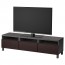 БЕСТО Тумба д/ТВ с ящиками - черно-коричневый/Инвикен черно-коричневый, направляющие ящика,нажимные