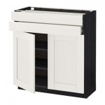МЕТОД / ФОРВАРА Напольный шкаф/2дверцы/2ящика - Сэведаль белый, под дерево черный МЕТОД / ФОРВАРА Напольный шкаф/2дверцы/2ящика - Сэведаль белый, под дерево черный