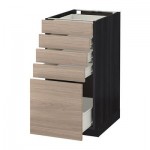 МЕТОД / ФОРВАРА Напольный шкаф с 5 ящиками - 40x60 см, Брокхульт под грецкий орех светло-серый, под дерево черный МЕТОД / ФОРВАРА Напольный шкаф с 5 ящиками - 40x60 см, Брокхульт под грецкий орех светло-серый, под дерево черный
