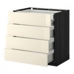 МЕТОД / ФОРВАРА Нплн шк 4фрнт/2нзк/3срд ящ - 80x60 см, Рингульт глянцевый кремовый, под дерево черный