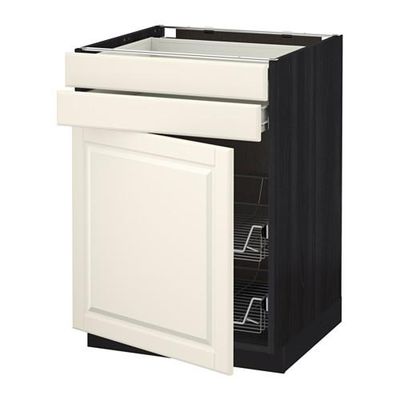 МЕТОД / ФОРВАРА Напольн шкаф/дверца/2ящ/првл крзн - 60x60 см, Будбин белый с оттенком, под дерево черный