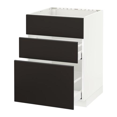 МЕТОД / МАКСИМЕРА Напольн шк п-мойку+3фрнт пнл/2ящ - белый, Кунгсбакка антрацит, 60x60 см МЕТОД / МАКСИМЕРА Напольн шк п-мойку+3фрнт пнл/2ящ - белый, Кунгсбакка антрацит, 60x60 см