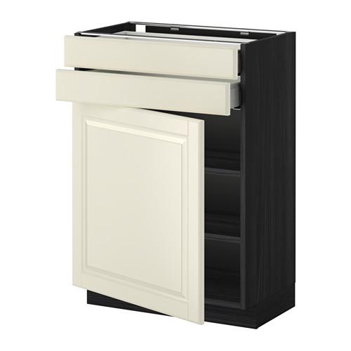 МЕТОД / МАКСИМЕРА Напольный шкаф с дверцей/2 ящиками - под дерево черный, Будбин белый с оттенком, 60x37 см