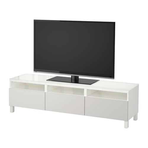 БЕСТО Тумба д/ТВ с ящиками - белый/Лаппвикен светло-серый, направляющие ящика,нажимные