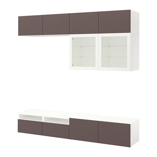 BESTÅ шкаф для ТВ, комбин/стеклян дверцы серый