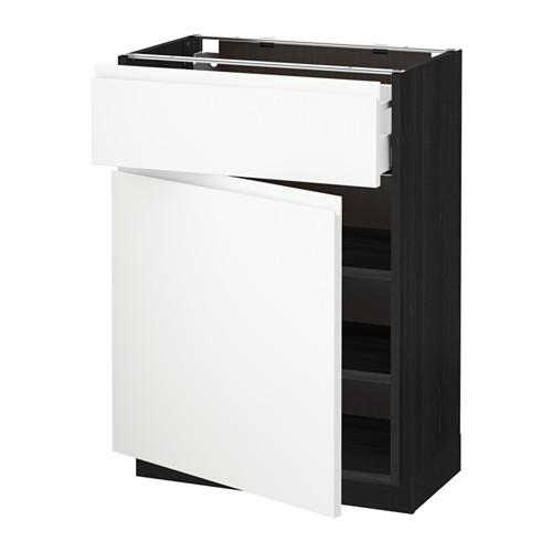 МЕТОД / МАКСИМЕРА Напольный шкаф с ящиком/дверью - под дерево черный, Воксторп белый, 60x37 см МЕТОД / МАКСИМЕРА Напольный шкаф с ящиком/дверью - под дерево черный, Воксторп белый, 60x37 см