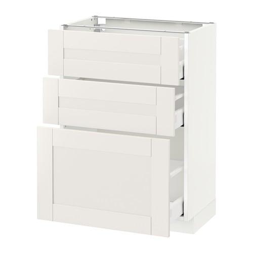 МЕТОД / МАКСИМЕРА Напольный шкаф с 3 ящиками - белый, Сэведаль белый, 60x37 см