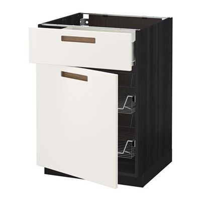 МЕТОД / ФОРВАРА Напольн шкаф с пров корз/ящ/дверью - 60x60 см, Мэрста белый, под дерево черный