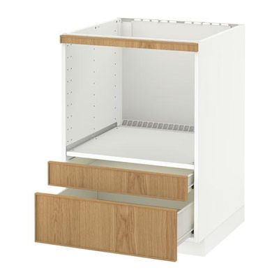 МЕТОД / ФОРВАРА Напольн шк д/комб СВЧ/ящики - белый, Экестад дуб