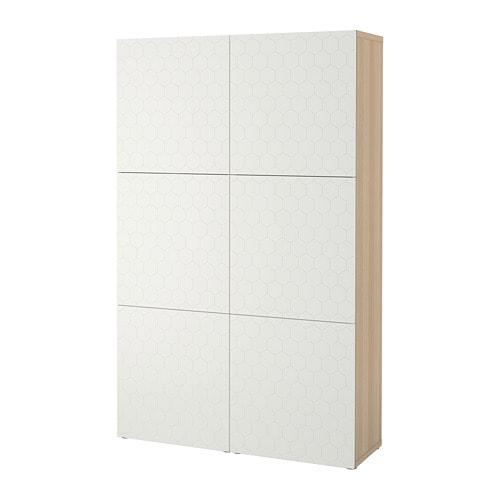 БЕСТО Комбинация для хранения с дверцами - под беленый дуб/вассвикен белый БЕСТО Комбинация для хранения с дверцами - под беленый дуб/вассвикен белый