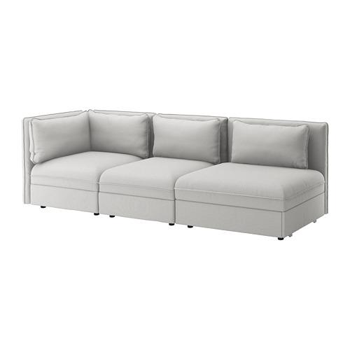 VALLENTUNA 3-местный модульный диван-кровать с открытым торцом/Оррста светло-серый