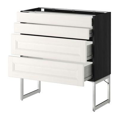 МЕТОД / ФОРВАРА Нплн шк 4 фронт/2 низк/2средн ящ - 80x37x60 см, Лаксарби белый, под дерево черный