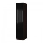 ПАКС Гардероб 2-дверный - Пакс Сторос стекло/черный, черно-коричневый, 100x38x236 см, плавно закрывающиеся петли