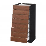МЕТОД / МАКСИМЕРА Наполн шкаф 8 фронт/8 низк ящиков - под дерево черный, Филипстад коричневый, 40x37 см