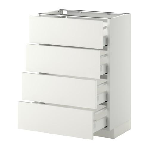 МЕТОД / МАКСИМЕРА Напольн шкаф 4 фронт панели/4 ящика - белый, Хэггеби белый, 60x37 см