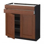 МЕТОД / МАКСИМЕРА Напольный шкаф/2дверцы/2ящика - под дерево черный, Филипстад коричневый, 80x37 см