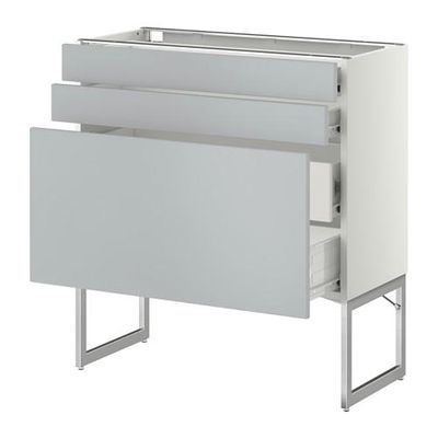 МЕТОД / ФОРВАРА Напольн шкаф 3фронт пнл/2низ/2ср ящ - 80x37x60 см, Веддинге серый, белый