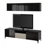 БЕСТО Шкаф для ТВ, комбин/стеклян дверцы - черно-коричневый/Сельсвикен глянцевый/бежевый/дымчатое стекло, направляющие ящика,нажимные БЕСТО Шкаф для ТВ, комбин/стеклян дверцы - черно-коричневый/Сельсвикен глянцевый/бежевый/дымчатое стекло, направляющие ящика,нажимные