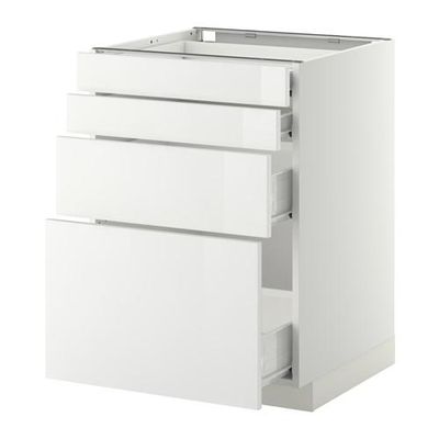 МЕТОД / ФОРВАРА Напольн шкаф 4 фронт панели/4 ящика - 60x60 см, Рингульт глянцевый белый, белый МЕТОД / ФОРВАРА Напольн шкаф 4 фронт панели/4 ящика - 60x60 см, Рингульт глянцевый белый, белый