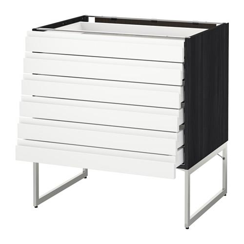 МЕТОД / МАКСИМЕРА Напольн шкаф 6фронт пнл/6 низ ящ - под дерево черный, Воксторп белый, 80x60x60 см МЕТОД / МАКСИМЕРА Напольн шкаф 6фронт пнл/6 низ ящ - под дерево черный, Воксторп белый, 80x60x60 см