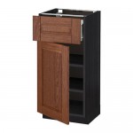 МЕТОД / ФОРВАРА Напольный шкаф с ящиком/дверью - 40x37 см, Филипстад коричневый, под дерево черный