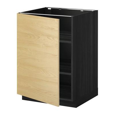 МЕТОД Напольный шкаф с полками - 60x60 см, Тингсрид под березу, под дерево черный