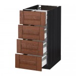 МЕТОД / МАКСИМЕРА Напольн шкаф 4 фронт панели/4 ящика - под дерево черный, Филипстад коричневый, 40x60 см