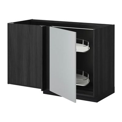 МЕТОД Угловой напол шкаф с выдвижн секц - Веддинге серый, под дерево черный