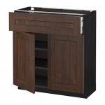 МЕТОД / МАКСИМЕРА Напольный шкаф+ящик/2дверцы - под дерево черный, Эдсерум под дерево коричневый, 80x37 см МЕТОД / МАКСИМЕРА Напольный шкаф+ящик/2дверцы - под дерево черный, Эдсерум под дерево коричневый, 80x37 см