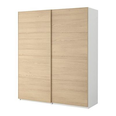 ПАКС Гардероб с раздвижными дверьми - Пакс Мальм дубовый шпон, беленый, белый, 200x44x236 см