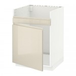 МЕТОД Напольный шкаф для мойки ХАВСЕН - белый, Воксторп глянцевый светло-бежевый МЕТОД Напольный шкаф для мойки ХАВСЕН - белый, Воксторп глянцевый светло-бежевый