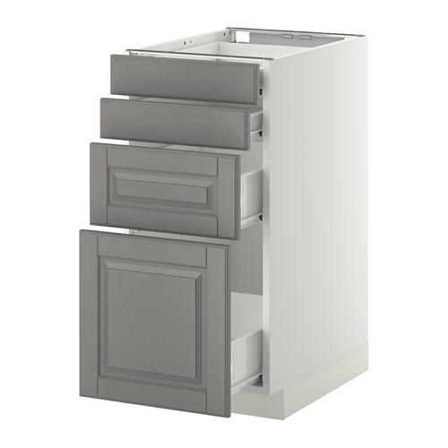 МЕТОД / ФОРВАРА Нплн шк 4 фронт/2 низк/2средн ящ - белый, Будбин серый, 40x60 см