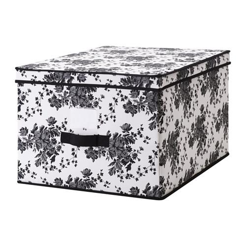 ГАРНИТУР Коробка с крышкой - черный/белый цветок, 42x56x32 см