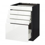 МЕТОД / ФОРВАРА Напольн шк д/вар панели/5фасад/4ящ - 60x60 см, Рингульт глянцевый белый, под дерево черный