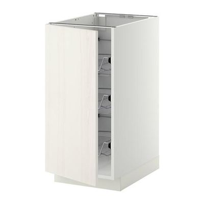 МЕТОД Напольный шкаф с проволочн ящиками - 40x60 см, Росдаль белый ясень, белый МЕТОД Напольный шкаф с проволочн ящиками - 40x60 см, Росдаль белый ясень, белый