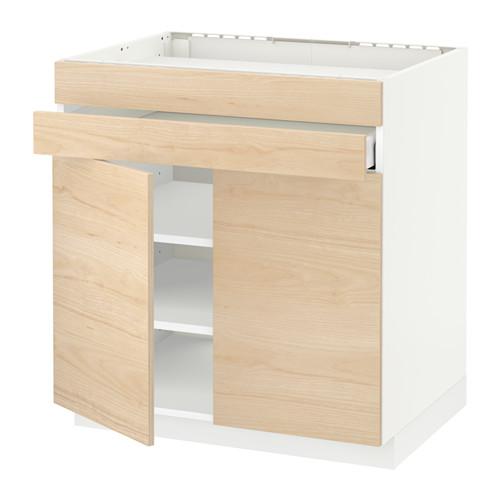 МЕТОД / МАКСИМЕРА Нап шк д/вар панели/2ящ/2фасада/1ящ - белый, Аскерсунд под светлый ясень