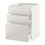 МЕТОД / МАКСИМЕРА Напольный шкаф с 3 ящиками - белый, Рингульт глянцевый светло-серый, 60x60 см
