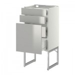 МЕТОД / ФОРВАРА Напольн шкаф 3фронт пнл/2низ/2ср ящ - 40x37x60 см, Гревста нержавеющ сталь, белый МЕТОД / ФОРВАРА Напольн шкаф 3фронт пнл/2низ/2ср ящ - 40x37x60 см, Гревста нержавеющ сталь, белый